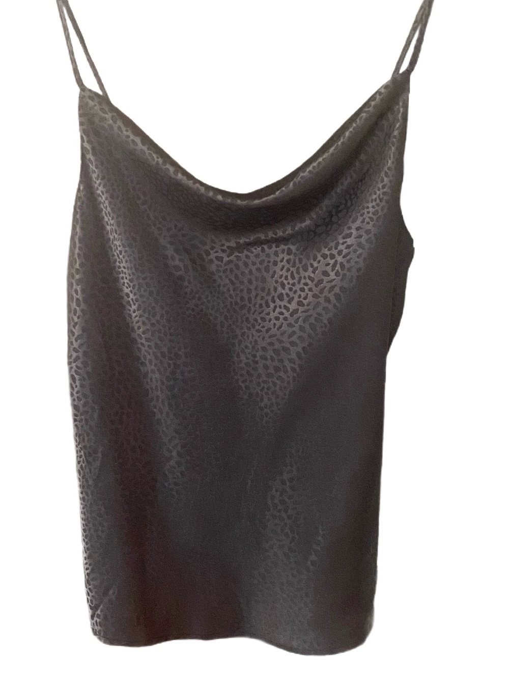NWT LA MIEL Black Slinky Leopard-Textured Camisole Top Size L
